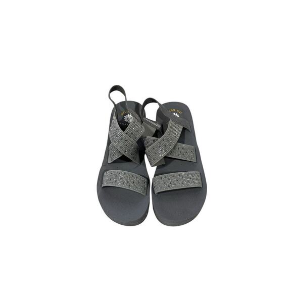 Yellow box Light Gray Grey Rhinestone Strappy Platform Sandals Women’s Size 8.5 - Picture 2 of 8